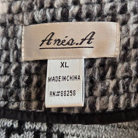 Aris A Womens Diamond Button Front Wool Blend Cardigan Jacket Black White XL - Picture 5 of 12